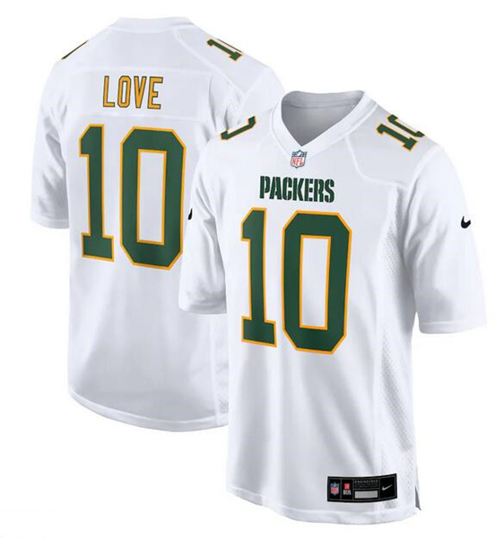 Men's Green Bay Packers #10 Jordan Love White Fashion Football Stitched Game Jersey